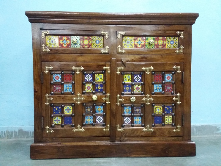 Colorful Solid Wood Side Board 