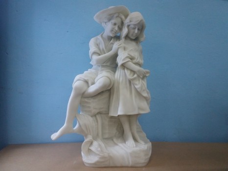 used Boy & Girl Marble Statue
