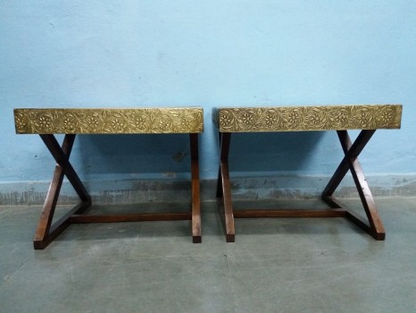 used Solid Brass Side Table Pair