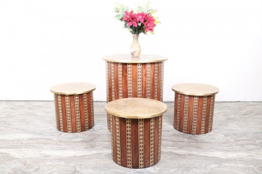 used Brass Fitted Coffee Table Set