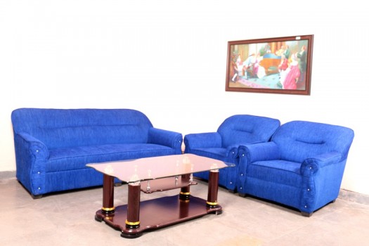 used 5 Seater Royal Blue Fabric Sofa