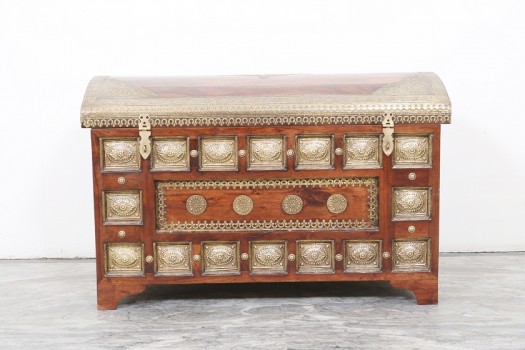 used Round Top Brass Fitted Trunk