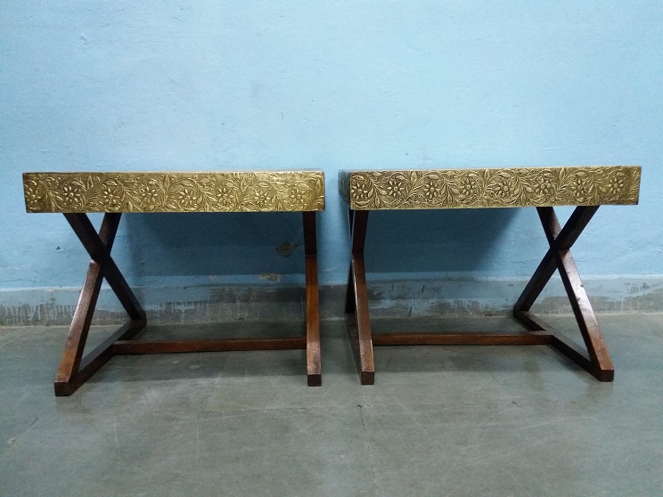 Solid Brass Side Table Pair