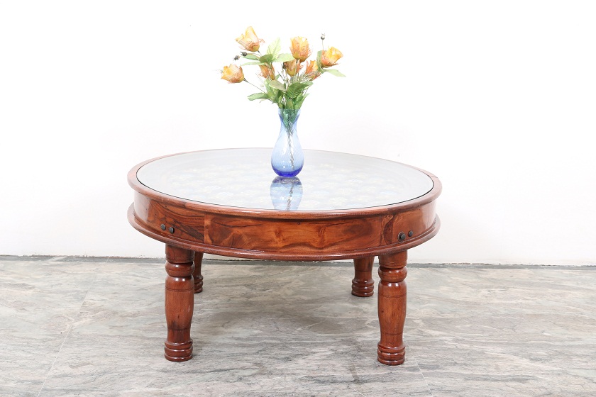 Round Brass & Tile Table