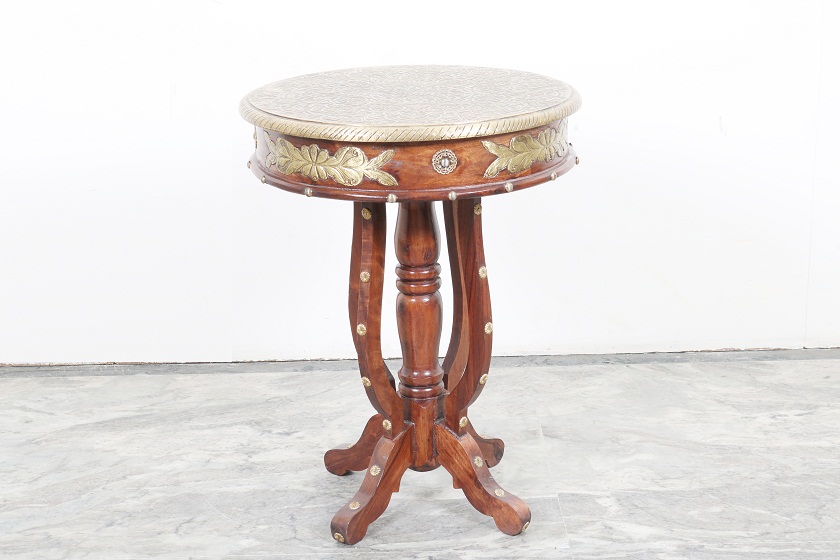 Round Brass Side Table