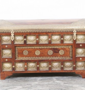 used Round Top Brass Fitted Trunk