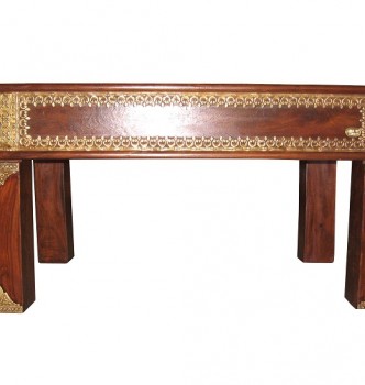 used Solid Wood & Brass Fitted Table