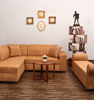 used Beige L Shape Sofa with Settee
