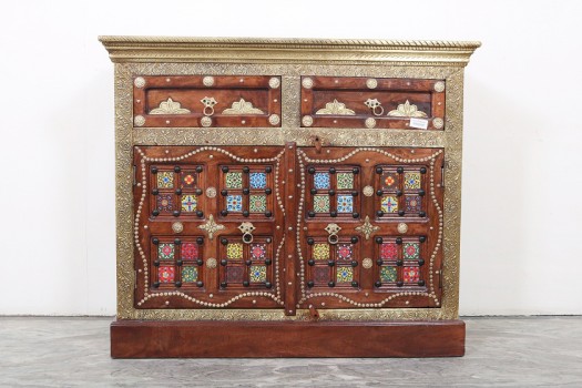 used Brass & Tile Fitted Side Board