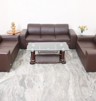 used 7 Seater Brown Leatherite Sofa