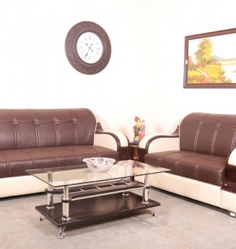 used Cream & Brown Sofa