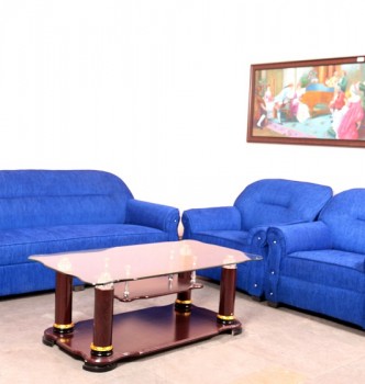 used 5 Seater Royal Blue Fabric Sofa