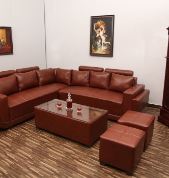 used Alica L sofa with Coffee table & puffies