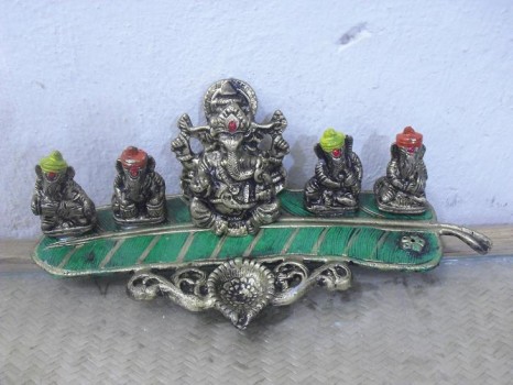 used Five Ganesha on Leaf 