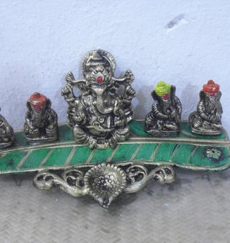 used Five Ganesha on Leaf 