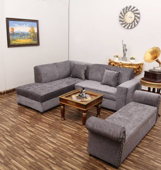 used Denim L Sofa with Settee