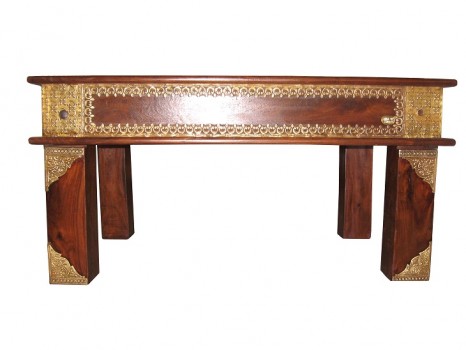 used Solid Wood & Brass Fitted Table