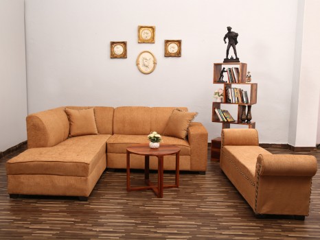 used Beige L Shape Sofa with Settee