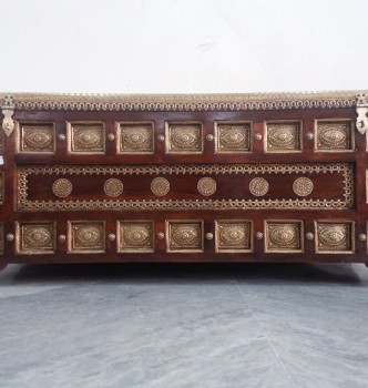 used Solid Wood & Brass Trunk-2