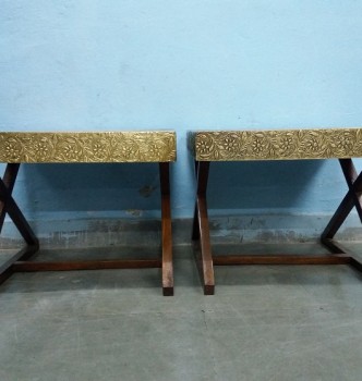 used Solid Brass Side Table Pair