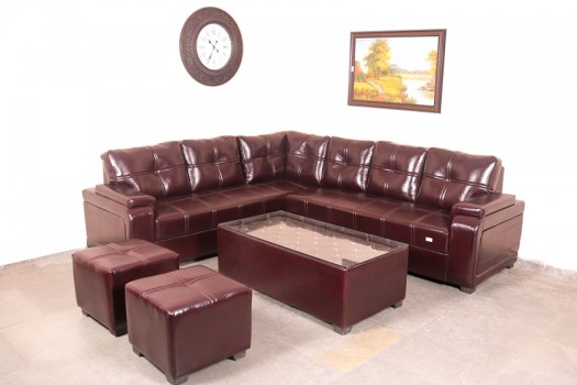 used Leather L Shape Sofa Set