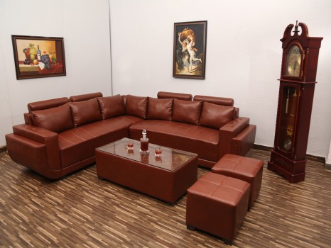 used Alica L sofa with Coffee table & puffies