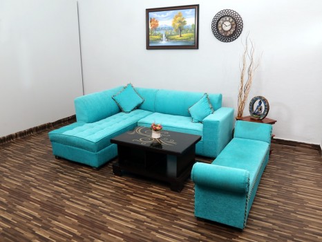 used Sky Blue L Sofa with Settee
