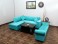 Sky Blue L Sofa with Settee