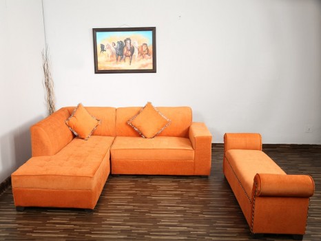 used Orange L Sofa with Settee